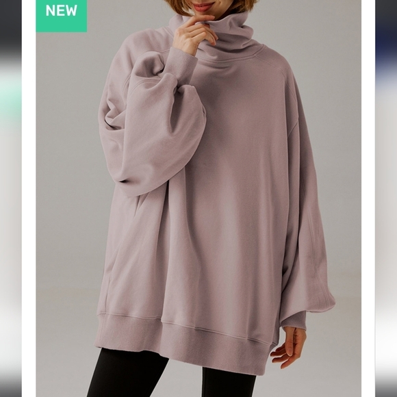Lit Active Whisper Oversized Turtleneck Sweatshirt - Picture 1 of 13
